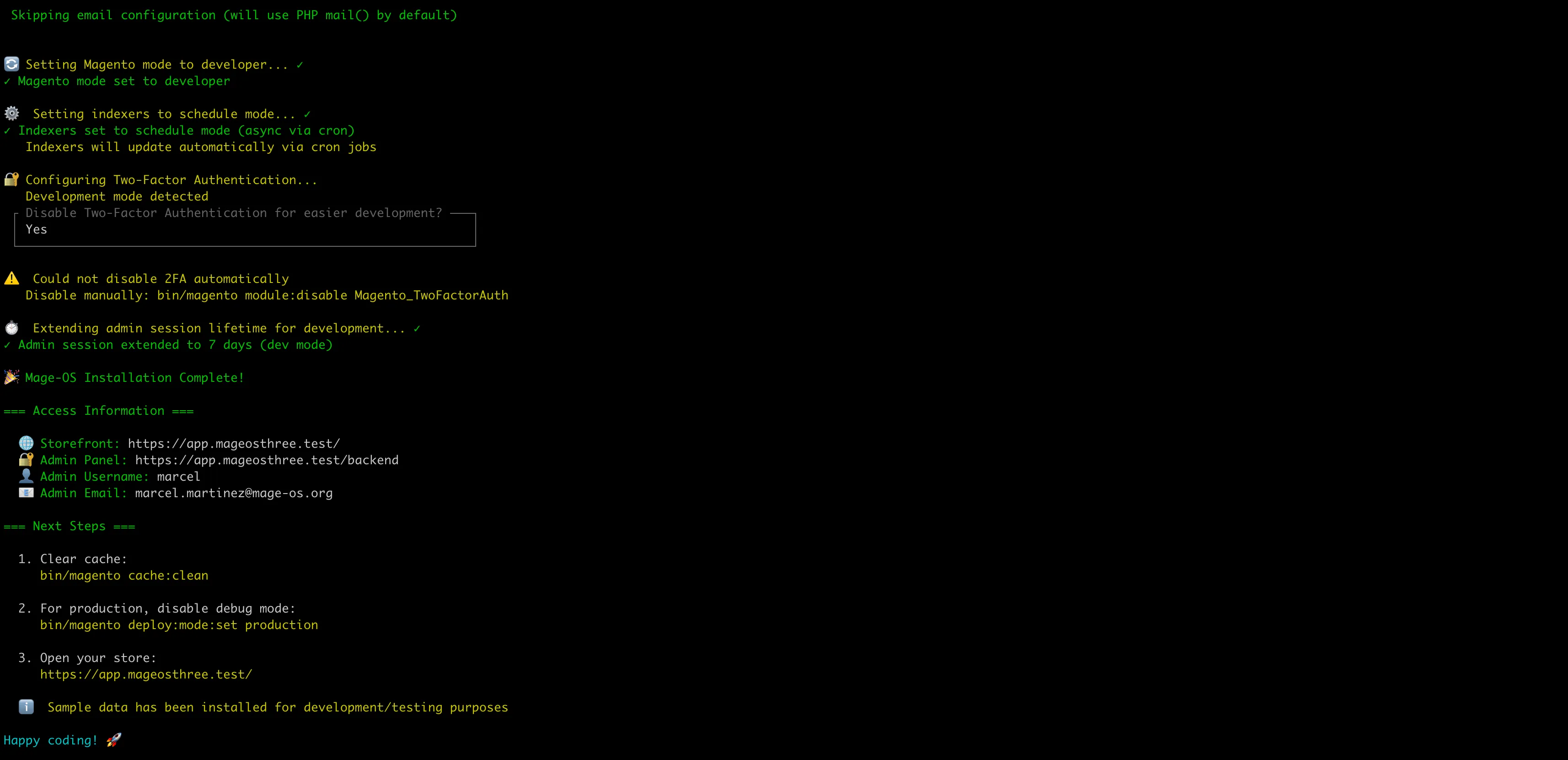 The interactive bin/magento install wizard detecting local services